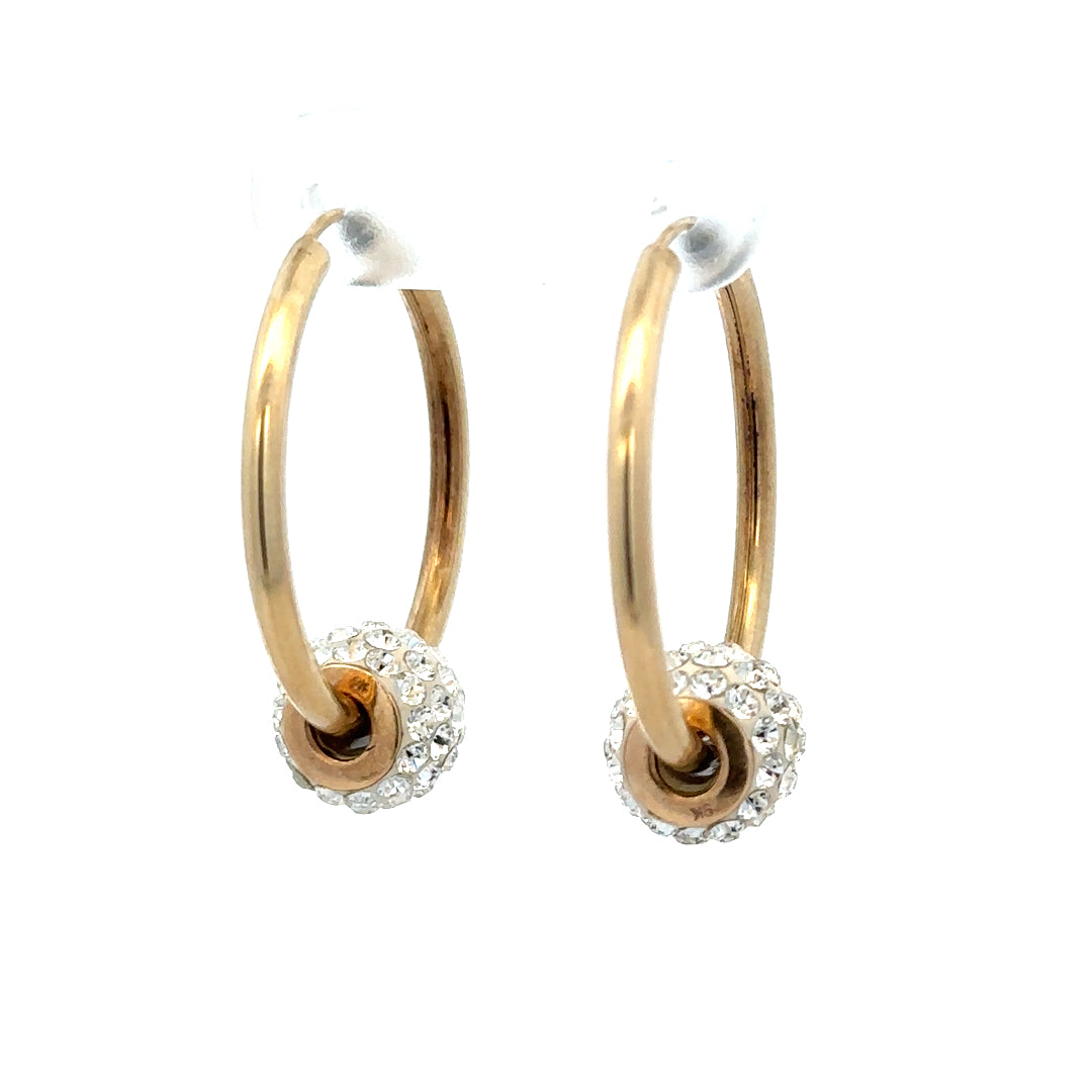 9ct yellow gold hoop earrings weighing 2.2g, shown with a simple, classic design and polished finish.