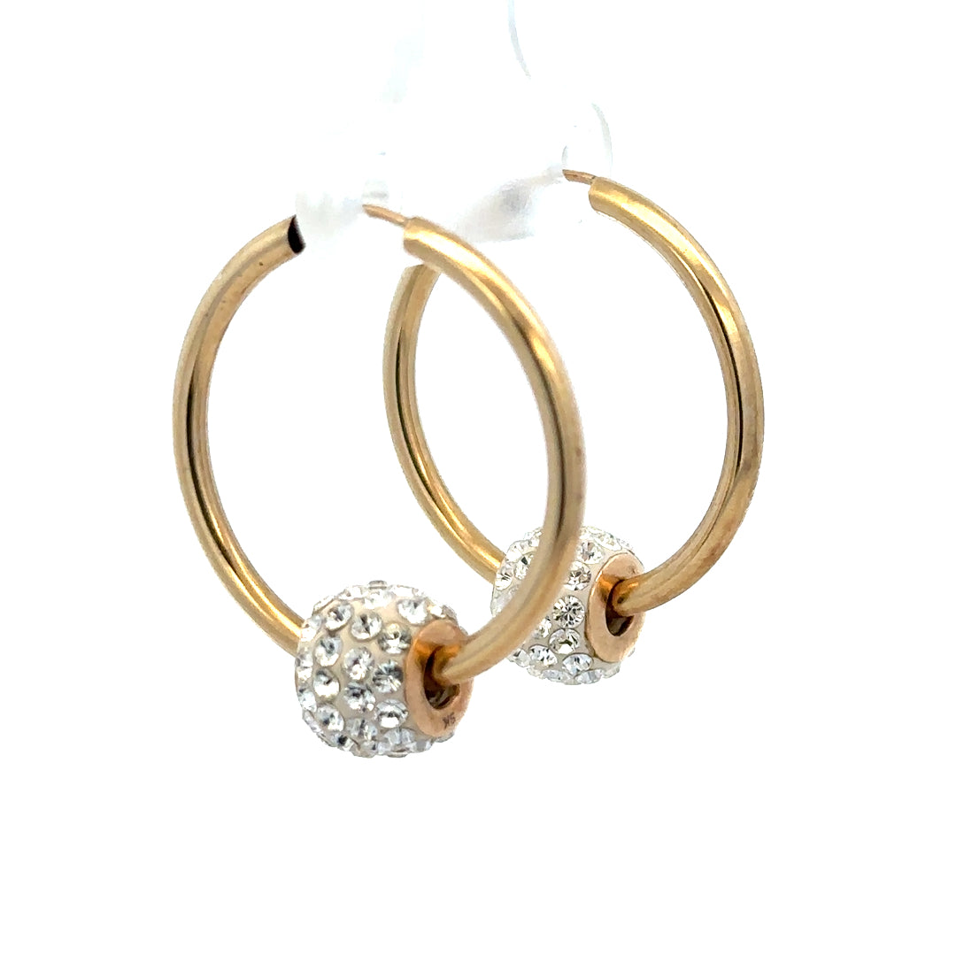 9ct yellow gold hoop earrings weighing 2.2g, featuring a classic round design and secure clasp, unbranded jewelry accessory.