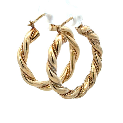 9ct yellow gold hoop earrings, unbranded, 4.9g, round design, shiny finish, suitable for everyday wear