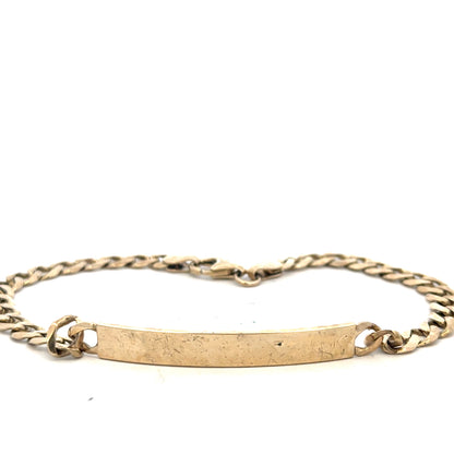 9ct yellow gold ID bracelet weighing 11.6g, unbranded, with a sleek and polished design, displayed on a white background.