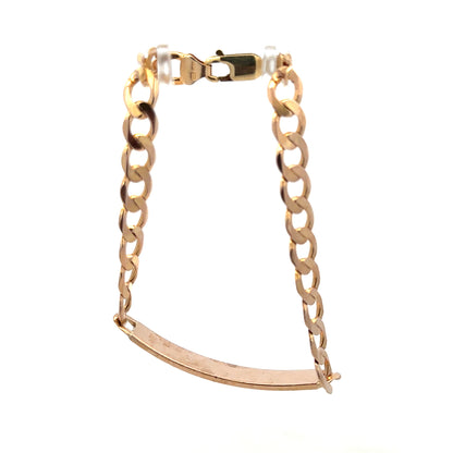 9ct yellow gold ID bracelet weighing 12.2g, unbranded, with a sleek and polished design visible in the image.