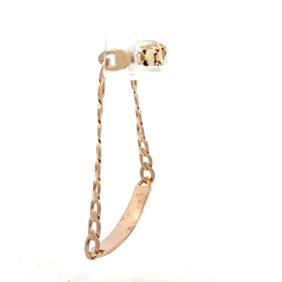 9ct yellow gold ID bracelet with a smooth finish, weighing 12.2 grams, showcasing a classic jewelry design.