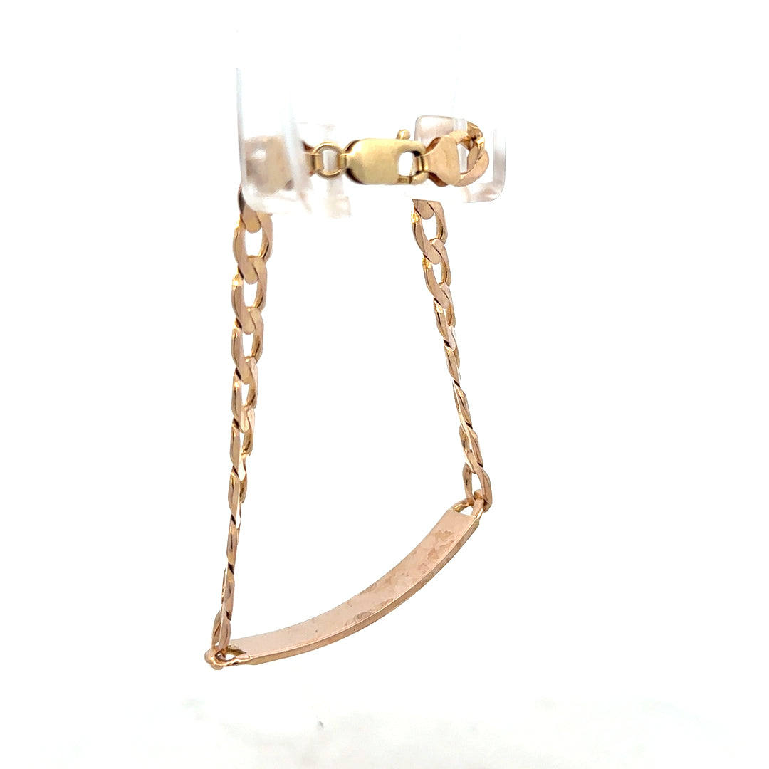 9ct yellow gold ID bracelet weighing 12.2g, featuring a sleek design, unbranded, with a polished finish.