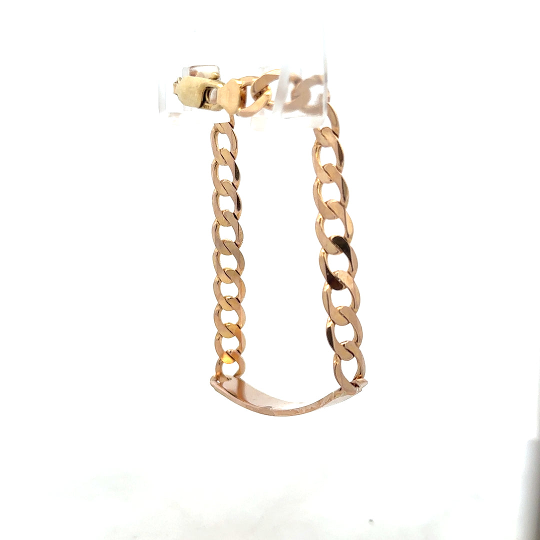 9ct yellow gold ID bracelet weighing 12.2g with a sleek chain and engraved ID plate, unbranded jewelry accessory.