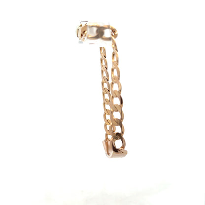 9ct yellow gold ID bracelet weighing 12.2g, unbranded jewelry with a sleek, polished design and secure clasp.