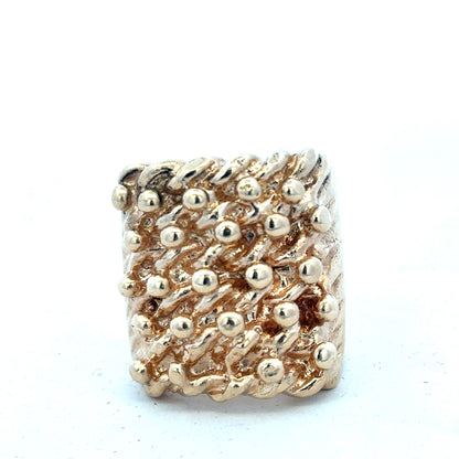 9ct yellow gold keeper ring with a polished finish, weight 61.1g, featuring a classic design and secure band.