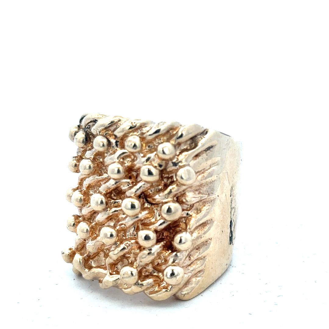 9ct yellow gold keeper ring with a 61.1g weight, featuring a classic design and polished finish.