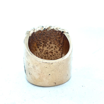 9ct yellow gold keeper ring with a polished finish, weighing 61.1g, featuring a classic design and secure band.