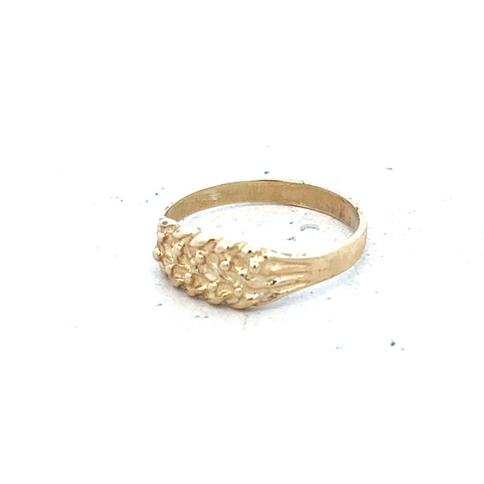 9ct yellow gold keeper ring in size H, featuring a smooth band and simple design, perfect for stacking or daily wear.