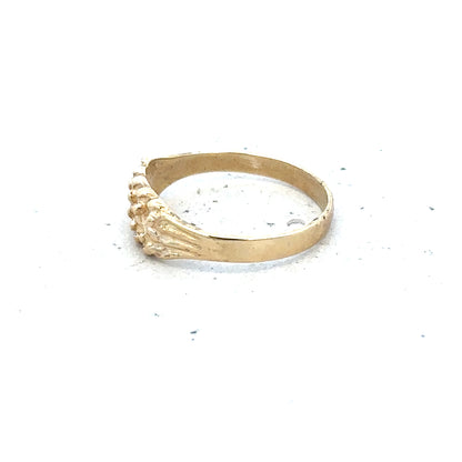 9ct yellow gold keeper ring in size H, unbranded jewelry with a smooth band and secure design.