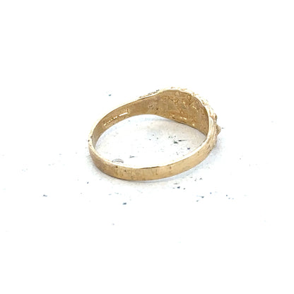 9ct yellow gold keeper ring in size H, featuring a smooth band and secure clasp for everyday wear