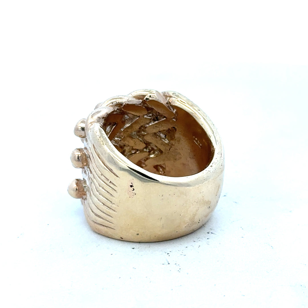 9ct yellow gold keeper ring in size W, unbranded, featuring a simple band with a secure keeper design.