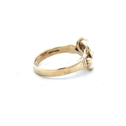 9ct yellow gold knot ring in size Z1, showcasing a sleek, polished design with a knot detail, unbranded jewelry.