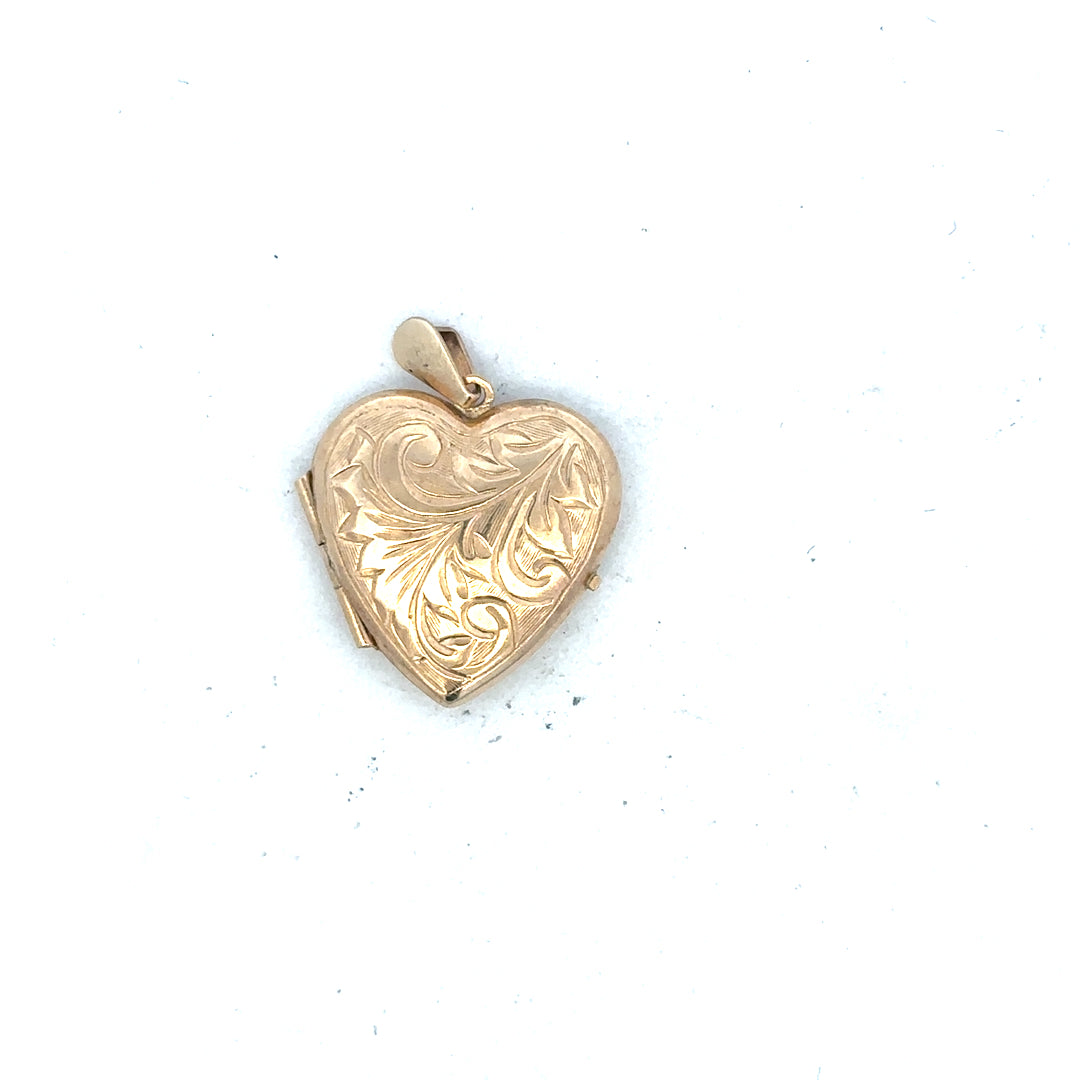 9ct yellow gold locket pendant weighing 2.5g, featuring a classic design, displayed against a neutral background.