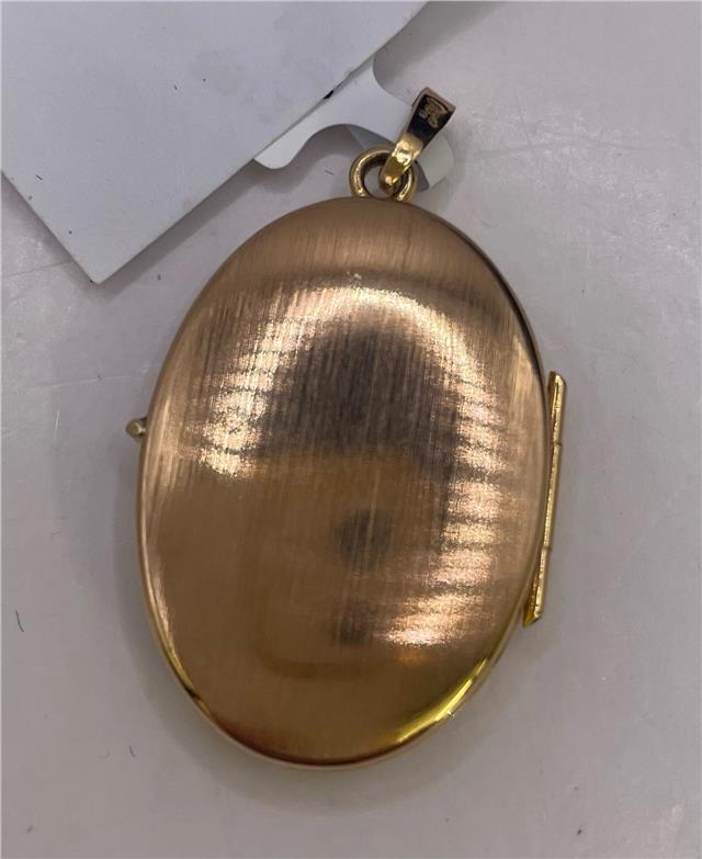 9ct yellow gold locket pendant with intricate design, featuring a polished finish and a secure clasp.
