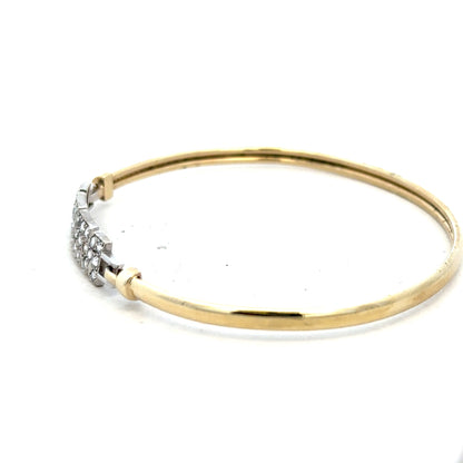 9ct yellow gold MUM bangle weighing 5.3g, unbranded, featuring a smooth polished finish and classic design.
