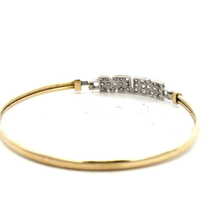 9ct yellow gold Mum bangle with a smooth finish, weighing 5.3g, featuring a classic design ideal for sentimental jewelry.