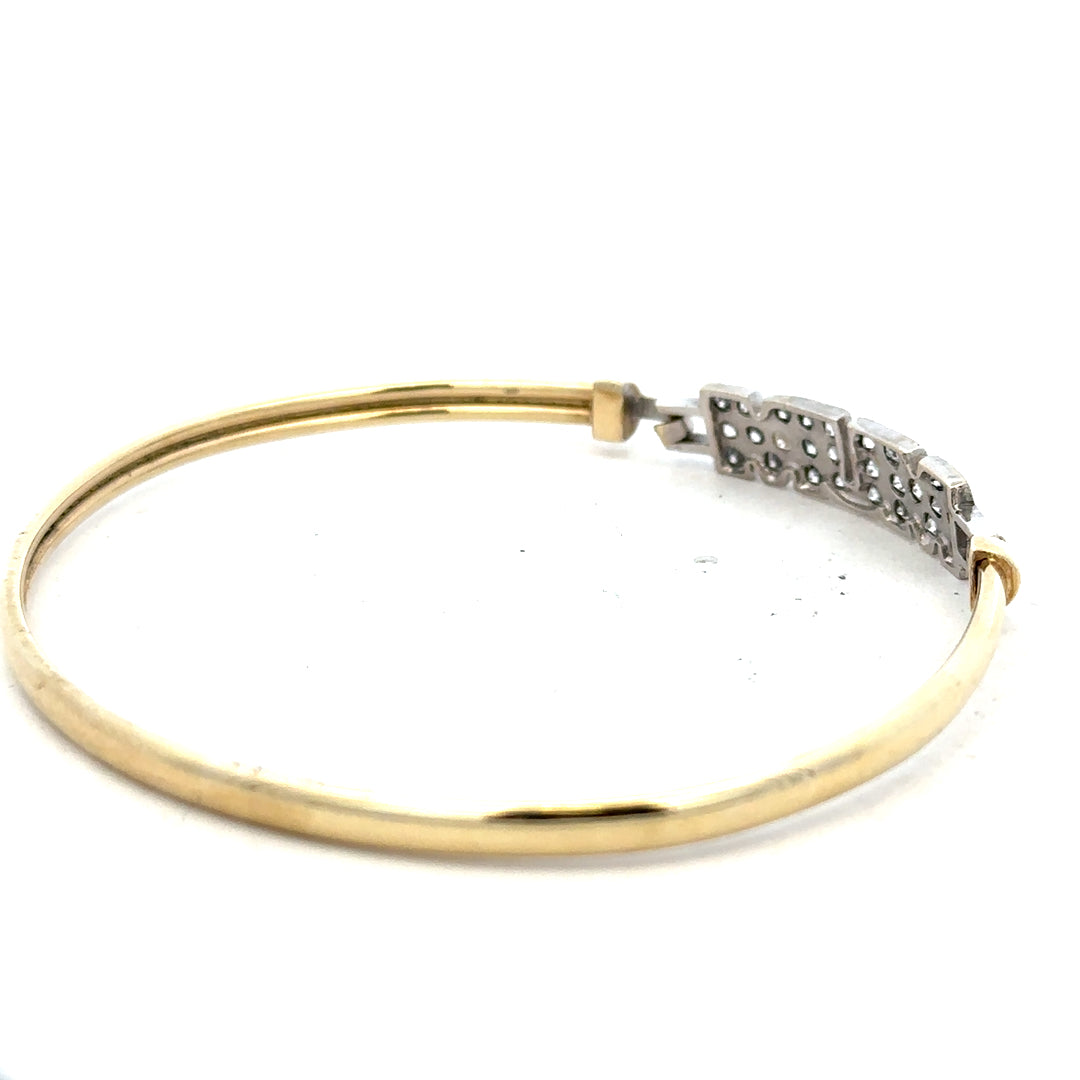 9ct yellow gold MUM bangle with a sleek design, weighing 5.3g, featuring a smooth polished finish.