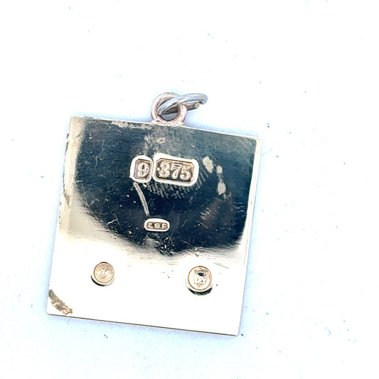 9ct yellow gold pendant weighing 9.6g, unbranded, showcasing a polished and elegant jewelry piece.