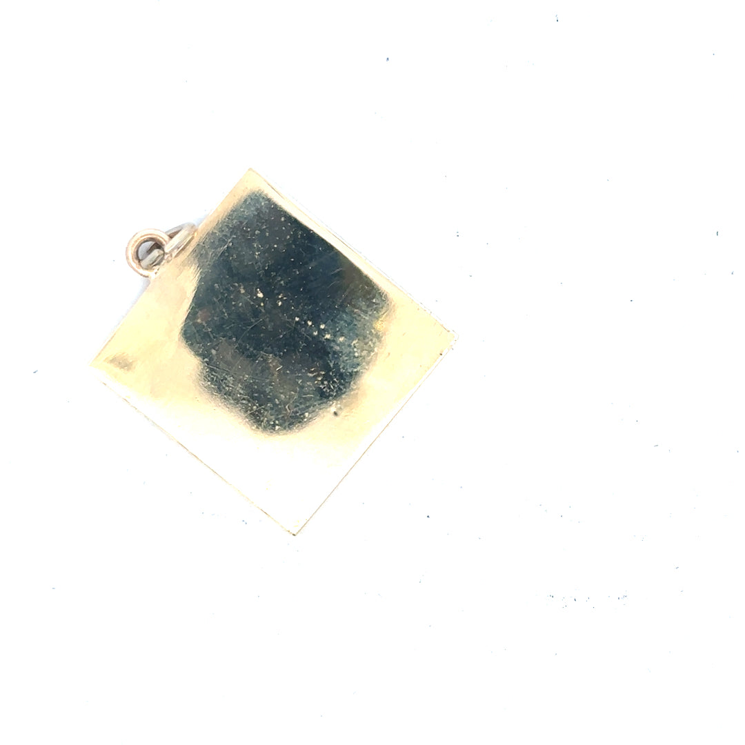 9ct yellow gold pendant weighing 9.6 grams, featuring a simple elegant design, unbranded jewelry accessory.