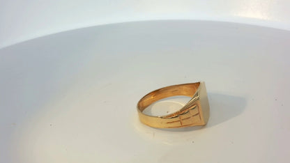 9ct yellow gold ring with simple band design, unbranded jewelry, shown in a clear image highlighting the smooth finish.