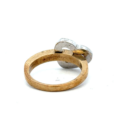9ct yellow gold ring in size I with a smooth band, unbranded jewelry piece, displayed against a neutral background.