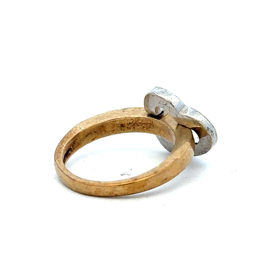 9ct yellow gold ring in size I with a smooth band, unbranded jewelry piece displayed against a neutral background.