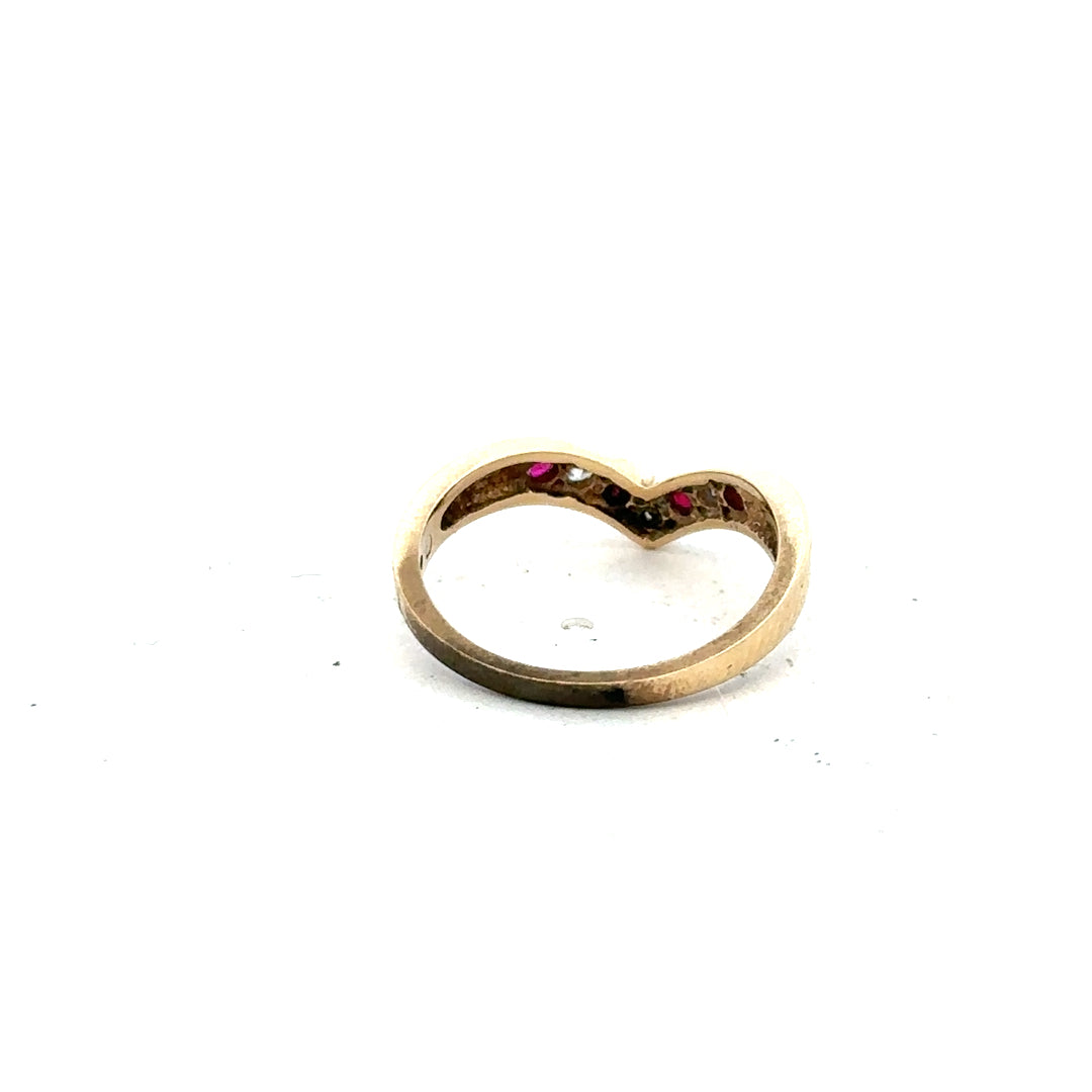 9ct yellow gold ring in size J, unbranded, showcasing a smooth polished band with a classic design.