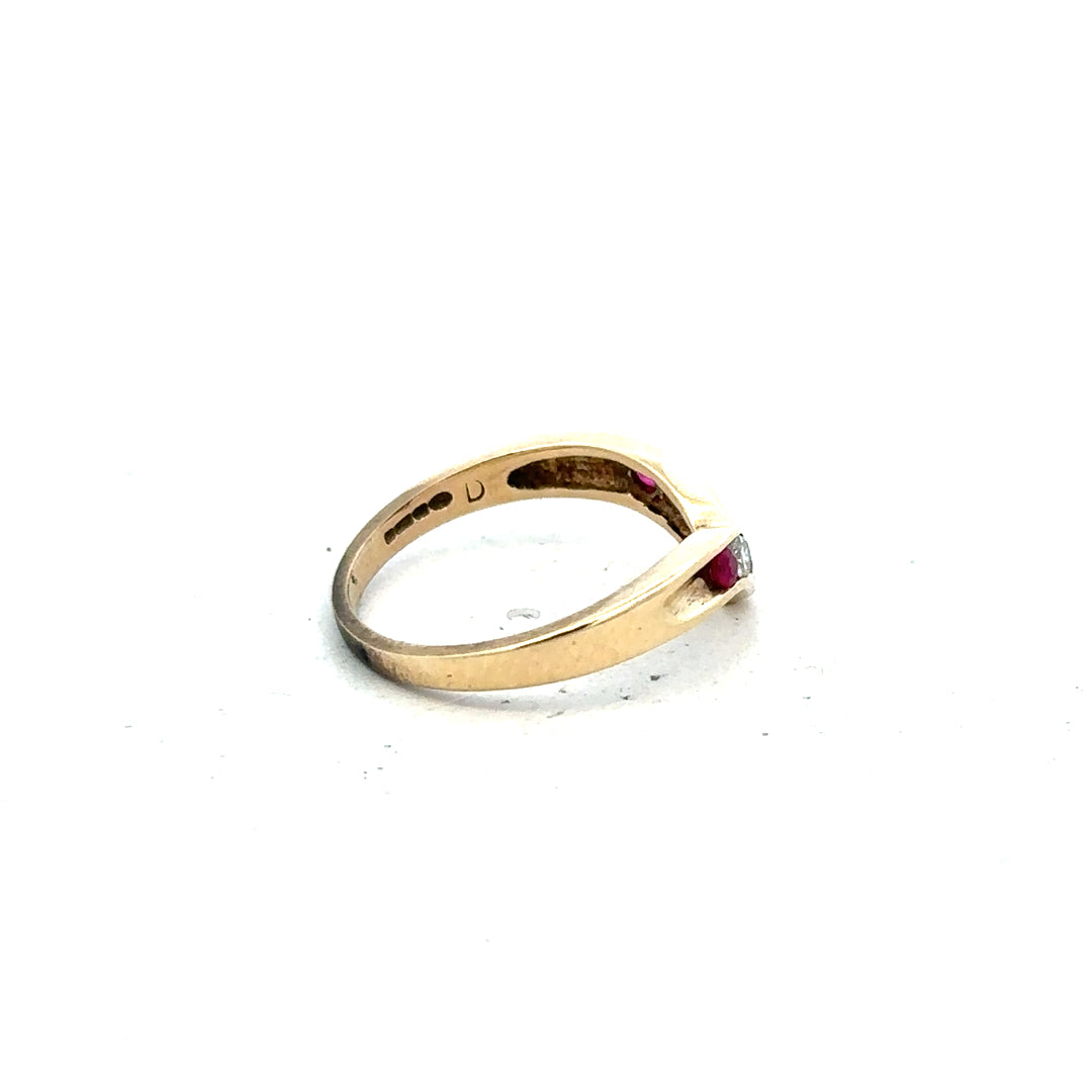 9ct yellow gold ring in size J with a smooth band, unbranded jewelry shown on a neutral background.