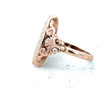 9ct yellow gold ring in size J with a smooth band, unbranded jewelry piece showcasing classic gold craftsmanship.