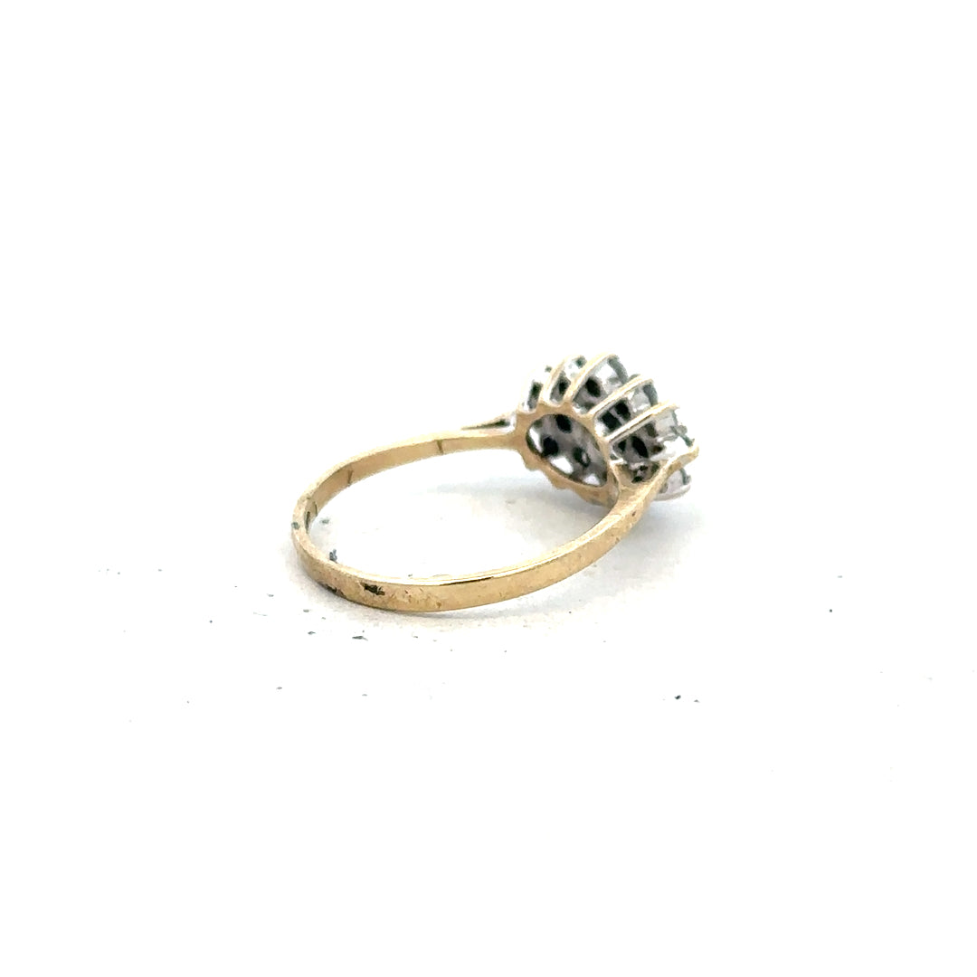 9ct yellow gold ring in size J 1/2, featuring a smooth band and polished finish. Unbranded gold jewelry.