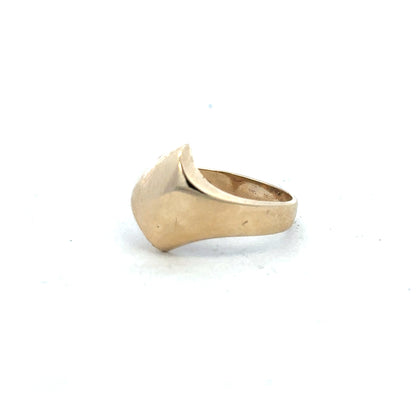 9ct yellow gold ring in size K with a smooth band, unbranded jewelry showcasing classic gold craftsmanship.
