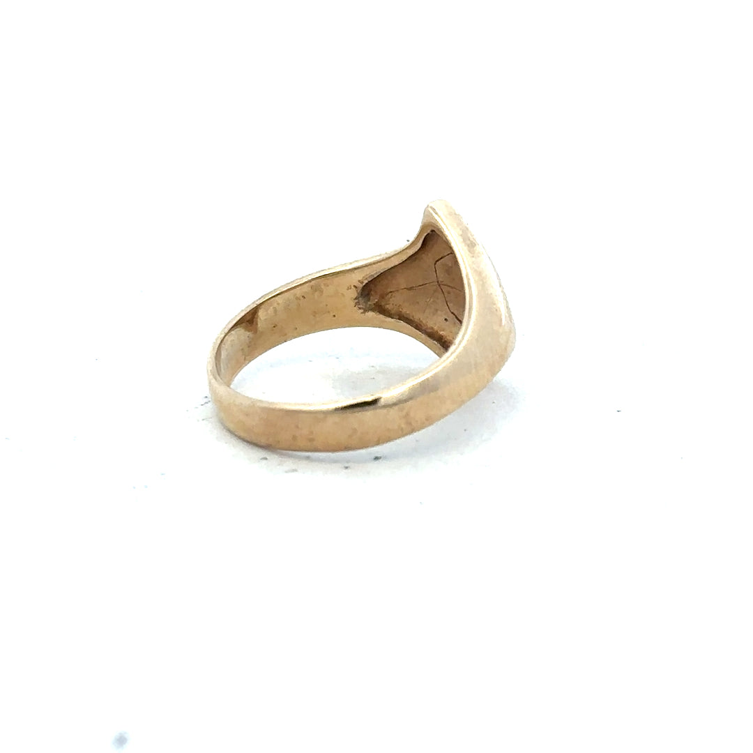 9ct yellow gold ring in size K with a smooth band, unbranded jewelry for elegant everyday wear.