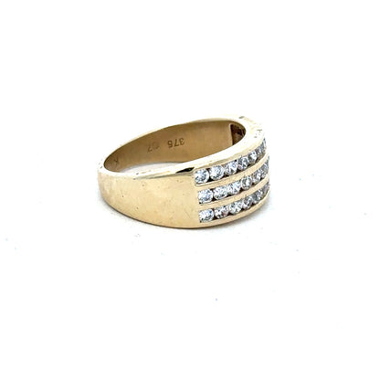 9ct yellow gold ring in size K with a smooth band, unbranded jewelry for elegant everyday wear
