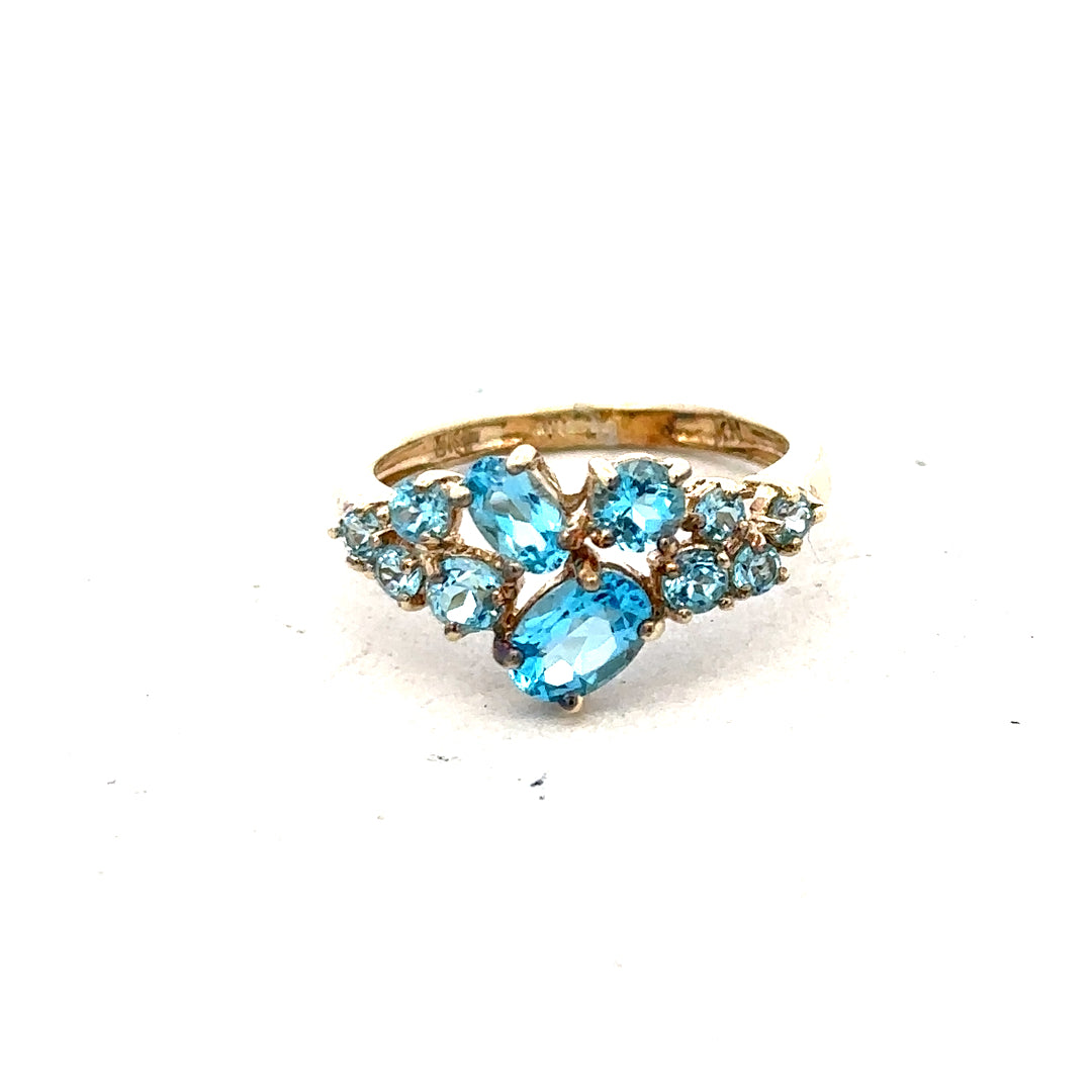 9ct yellow gold ring in size K with a simple band design, unbranded, displayed on a neutral background.