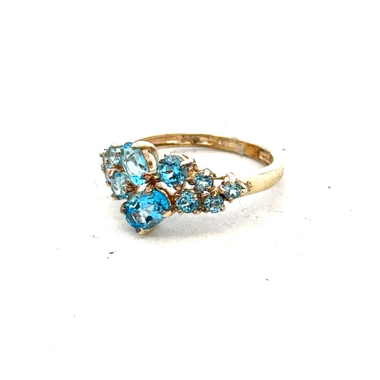 9ct yellow gold ring in size K, featuring a simple, elegant band with a polished finish.