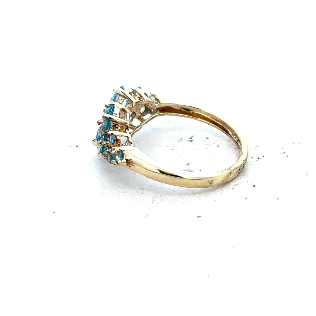 9ct yellow gold ring in size K, featuring a simple, elegant band with a polished finish.