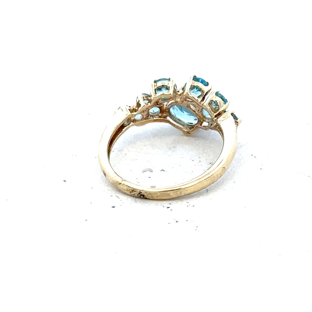 9ct yellow gold ring in size K with a smooth band, crafted in unbranded jewelry style.