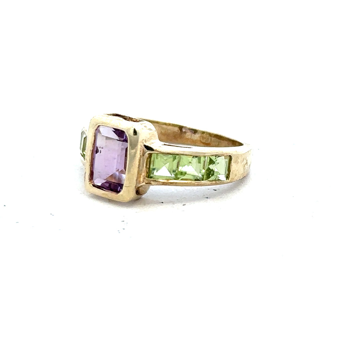 9ct yellow gold ring in size K1/2 with a smooth band, unbranded, shown on a plain background.