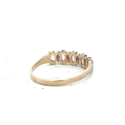 9ct yellow gold ring size K1/2 with simple band design, shown in close-up image highlighting the smooth gold finish.