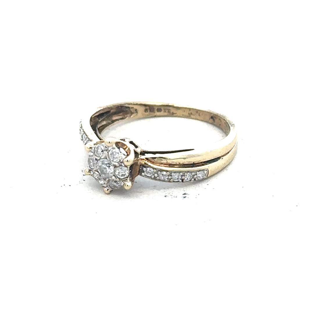 9ct yellow gold ring in size L with a smooth band, unbranded, styled for elegant everyday wear.