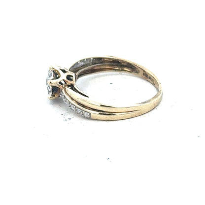9ct yellow gold ring in size L with a smooth band, unbranded, shown on a neutral background.