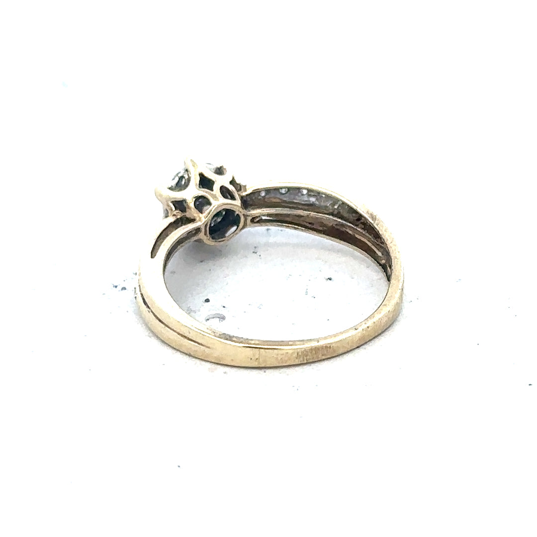 9ct yellow gold ring in size L with a smooth band, unbranded jewelry, showcased on a plain background.