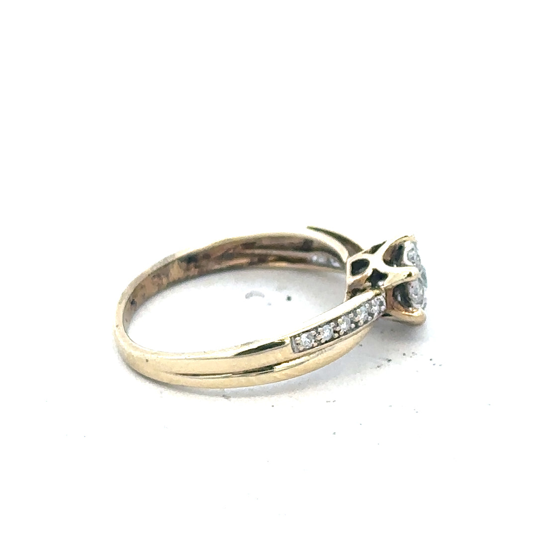9ct yellow gold ring in size L with a smooth band, unbranded, shown on a white background.