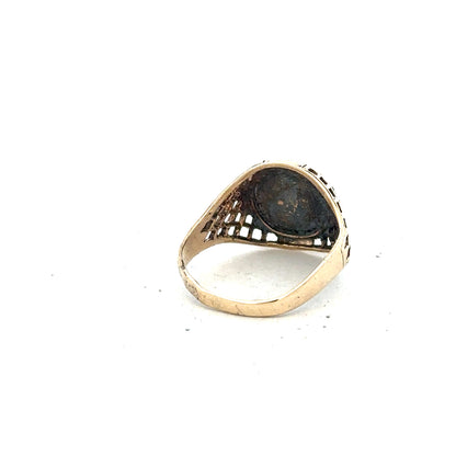 9ct yellow gold ring in size L with a smooth polished finish, unbranded jewelry accessory.