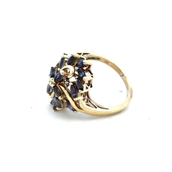 9ct yellow gold ring in size L, unbranded, with a smooth polished band and classic design, shown on a plain background.