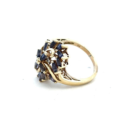 9ct yellow gold ring in size L, unbranded, with a smooth polished band and classic design, shown on a plain background.