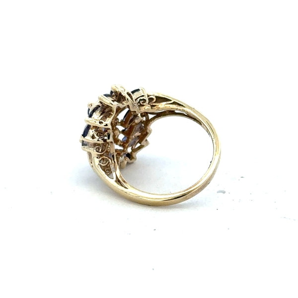 9ct yellow gold ring in size L with smooth band, unbranded jewelry, shown from a top view.