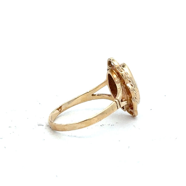 9ct yellow gold ring in size L with a simple band design, unbranded, shown on a plain background.
