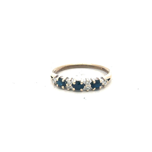 9ct yellow gold ring in size L with a smooth band, unbranded jewelry piece, shown from top view.